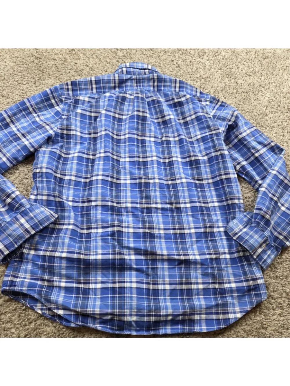 Polo Ralph Lauren Shirt Mens Large Blue Button Up Long Slv Oxford Plaid